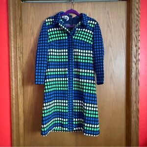 Vintage 70s Kay Windsor Colorful Polka Dot Long Sleeve Dress Size L/XL